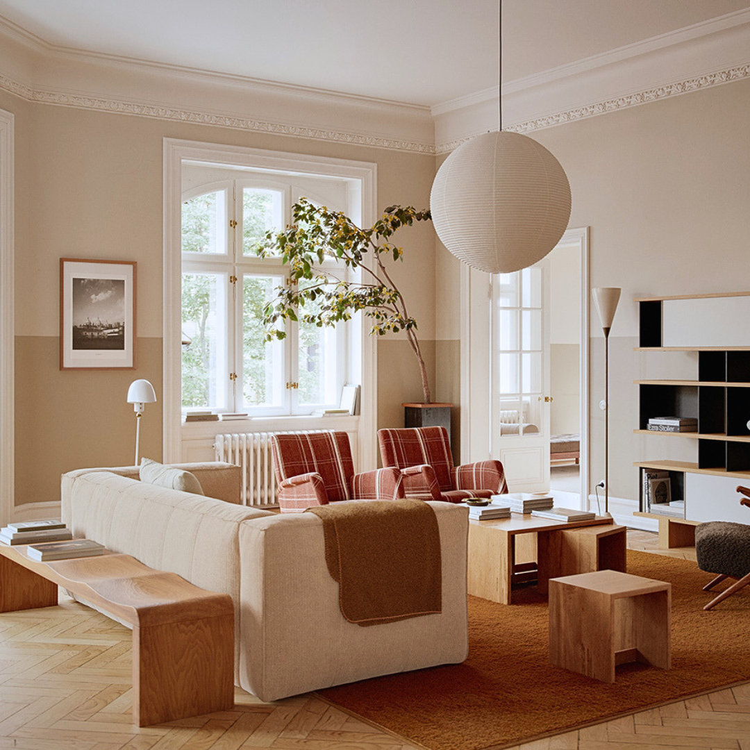 Contemporary living room — corporate relocation home in Metro Detroit
